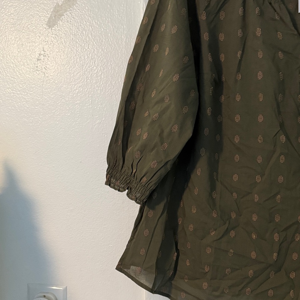 Lane Bryant Olive Blouse with Pattern - Picture 3 of 5